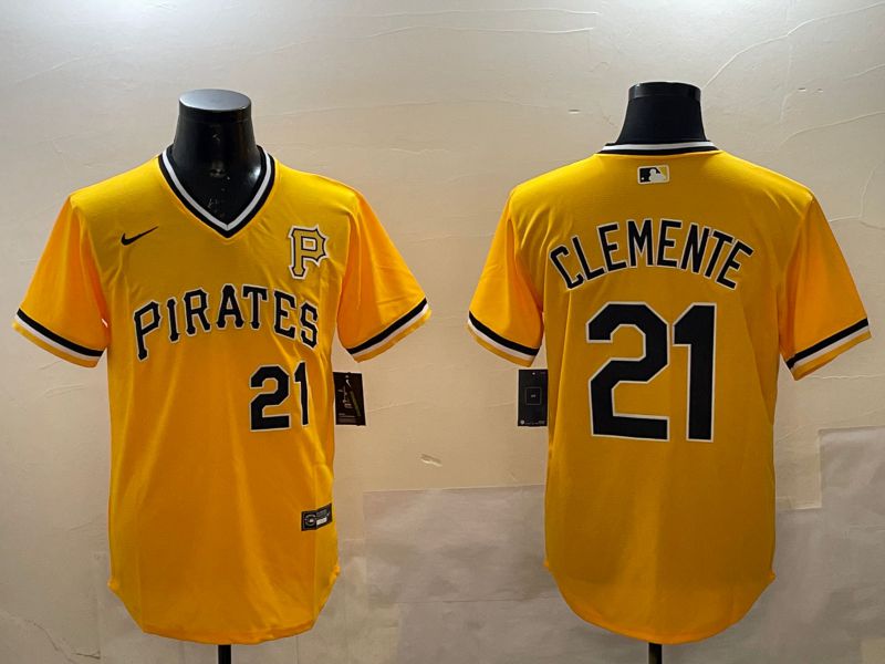 Men Pittsburgh Pirates #21 Clemente Yellow Throwback 2025 Nike MLB Jersey style 1->san francisco giants->MLB Jersey